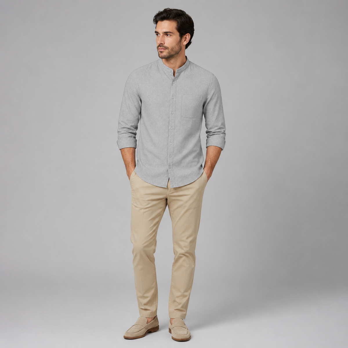 Camisa Siena Texturizada/Cuello Mao