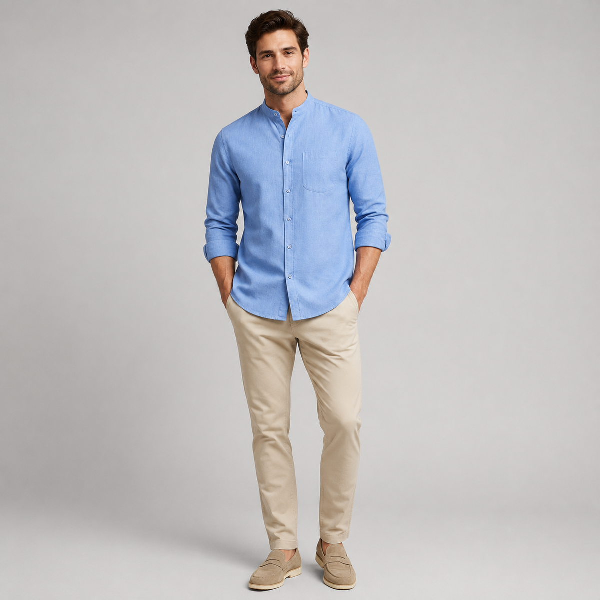 Camisa Siena Texturizada/Cuello Mao